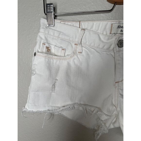 Abercrombie & Fitch Womens Y2K White Denim Low Cut Shorts Size 2 - Picture 8 of 10